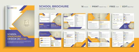 onderwijs school- brochure ontwerp met kinderen academie 16 bladzijde brochure sjabloon vector