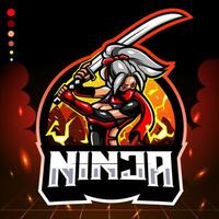 Ninja meisjes mascotte. e sport- logo ontwerp vector