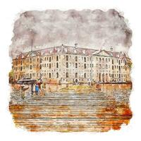 amsterdam nederland aquarel schets hand getekende illustratie vector