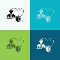 verzekering. familie. huis. beschermen. hart icoon over- divers achtergrond. glyph stijl ontwerp. ontworpen voor web en app. eps 10 vector illustratie