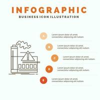 vervuiling. fabriek. lucht. alert. industrie infographics sjabloon voor website en presentatie. lijn grijs icoon met oranje infographic stijl vector illustratie