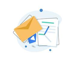 e-mail en berichten, e-mail afzet campagne,plat ontwerp icoon vector illustratie