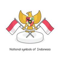 Bhinneka tunggal ika Indonesië symbool minimaal logo en vlag kawaii tekening vlak tekenfilm vector illustratie