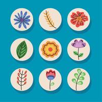 bundel van negen bloemen decoratie reeks pictogrammen vector