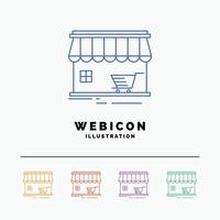 winkel. op te slaan. markt. gebouw. boodschappen doen 5 kleur lijn web icoon sjabloon geïsoleerd Aan wit. vector illustratie