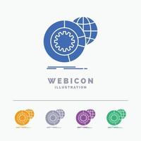 gegevens. groot gegevens. analyse. wereldbol. Diensten 5 kleur glyph web icoon sjabloon geïsoleerd Aan wit. vector illustratie