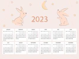 kalender 2023 met konijnen vector