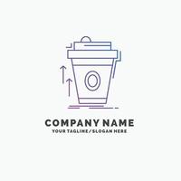 Product. promo. koffie. beker. merk afzet Purper bedrijf logo sjabloon. plaats voor slogan vector