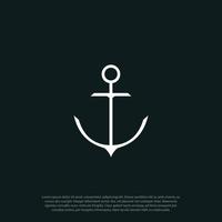 zwart en wit gemakkelijk minimalistische vector lijn kunst anker zee schip logo vector