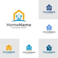 reeks van huis onderhoud logo illustratie sjabloon. monteur huis logo ontwerp concept vector