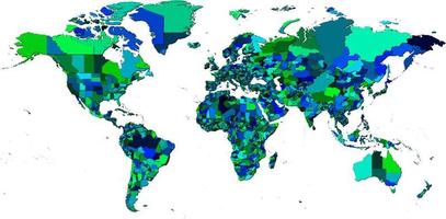 wereld kaart allemaal politiek Regio's vector