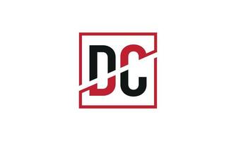 dc logo ontwerp. eerste dc brief logo monogram ontwerp in zwart en rood kleur met plein vorm geven aan. pro vector