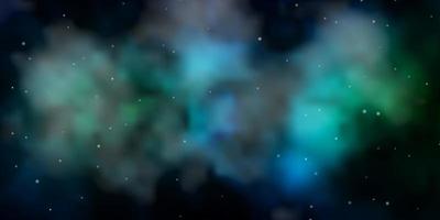 donkerblauwe, groene vectorachtergrond met kleurrijke sterren. vector