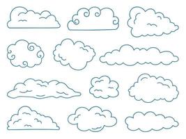 hand- getrokken reeks van wolken tekening pictogrammen. lucht in schetsen stijl. vector illustratie geïsoleerd Aan wit achtergrond