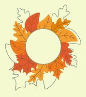 veelkleurig herfst bladeren met een ronde kader. sjabloon voor decoratie. vector illustratie ontwerp.