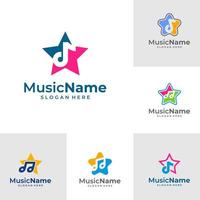 reeks van ster muziek- logo illustratie sjabloon. muziek- Notitie logo ontwerp concept vector