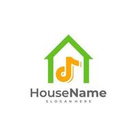 creatief gemakkelijk muziek- huis logo, muziek- huis studio logo ontwerp vector sjabloon