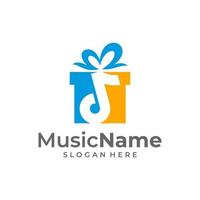 geschenk muziek- logo vector icoon illustratie. muziek- logo ontwerp sjabloon