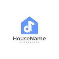 creatief gemakkelijk muziek- huis logo, muziek- huis studio logo ontwerp vector sjabloon