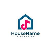 creatief gemakkelijk muziek- huis logo, muziek- huis studio logo ontwerp vector sjabloon