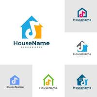 reeks van creatief gemakkelijk muziek- huis logo, muziek- huis studio logo ontwerp vector sjabloon