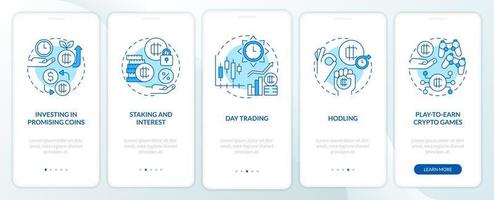 maken geld Aan cryptogeld blauw onboarding mobiel app scherm. walkthrough 5 stappen bewerkbare grafisch instructies met lineair concepten. ui, ux, gui sjabloon. vector