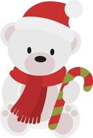 wit Kerstmis teddy beer met rood sjaal en snoep riet vector