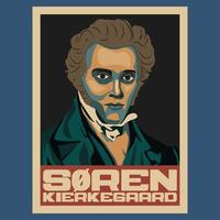 soren Kierkegaard filosoof retro wijnoogst poster vector