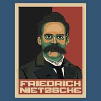 Friedrich nietzsche filosoof retro wijnoogst poster vector