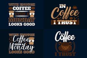 citaat inspiratie Op maat koffie en koffie stijl t-shirt ontwerp bundel vector