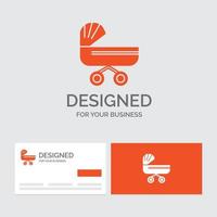 bedrijf logo sjabloon voor karretje. baby. kinderen. duw. wandelwagen. oranje bezoekende kaarten met merk logo sjabloon. vector