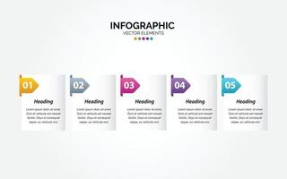 presentatie bedrijf horizontaal infographic sjabloon met 5 opties vector illustratie