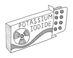 vector zwart en wit contour illustratie van een pak van kalium jodide