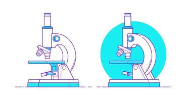 microscoop icoon in vlak stijl Aan geïsoleerd achtergrond. microbiologie, onderwijs technologie concept. vector lineair illustratie met schets voor medisch ontwerp, logo. chemisch laboratorium Onderzoek