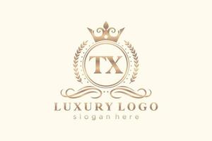 eerste TX brief Koninklijk luxe logo sjabloon in vector kunst voor restaurant, royalty, boetiek, cafe, hotel, heraldisch, sieraden, mode en andere vector illustratie.