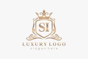 eerste si brief Koninklijk luxe logo sjabloon in vector kunst voor restaurant, royalty, boetiek, cafe, hotel, heraldisch, sieraden, mode en andere vector illustratie.