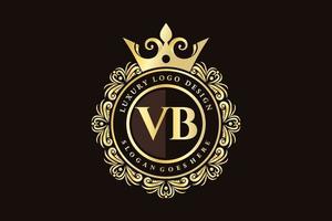 vb eerste brief goud kalligrafische vrouwelijk bloemen hand- getrokken heraldisch monogram antiek wijnoogst stijl luxe logo ontwerp premie vector