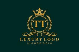 eerste tt brief Koninklijk luxe logo sjabloon in vector kunst voor restaurant, royalty, boetiek, cafe, hotel, heraldisch, sieraden, mode en andere vector illustratie.