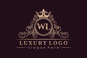 wl eerste brief goud kalligrafische vrouwelijk bloemen hand- getrokken heraldisch monogram antiek wijnoogst stijl luxe logo ontwerp premie vector