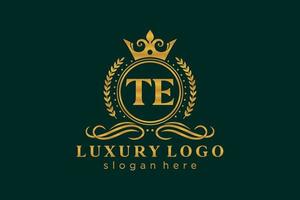 eerste te brief Koninklijk luxe logo sjabloon in vector kunst voor restaurant, royalty, boetiek, cafe, hotel, heraldisch, sieraden, mode en andere vector illustratie.