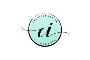 eerste ci handschrift logo met cirkel sjabloon vector handtekening, bruiloft, mode, bloemen en botanisch met creatief sjabloon.