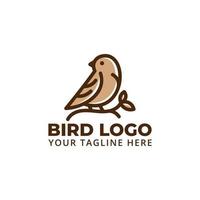 schattig vogel logo met blad illustratie vector