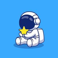 schattig astronaut Holding ster tekenfilm vector icoon illustratie wetenschap technologie icoon concept geïsoleerd premie vector. vlak tekenfilm stijl