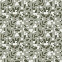 naadloos patroon met winter wit bessen Aan een olijf- achtergrond. vector illustratie.
