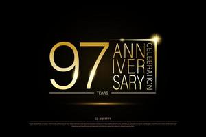 97 jaren gouden verjaardag goud logo Aan zwart achtergrond, vector ontwerp voor viering.