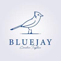 Blauwe Gaai vogel baars in grond lijn kunst voor logo icoon symbool vector illustratie ontwerp