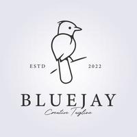 Blauwe Gaai vogel baars in Afdeling in lijn kunst stijl voor logo icoon vector illustratie ontwerp