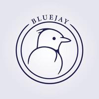 symbool van Blauwe Gaai in lijn kunst vector voor logo icoon illustratie ontwerp in insigne