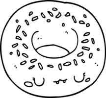 lijn tekening tekenfilm donut vector