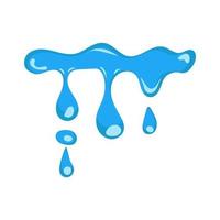 tekenfilm blauw druipend water laten vallen en vloeistof icoon. vorm water is spatten, vloeiende en water druppel. schoon en vers aqua en nat bubbel. vloeiende dauw vector illustratie